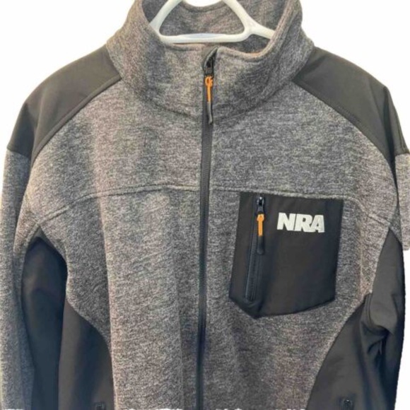 NRA Full Zip Softshell Jacket Size 2XL Gray Black Orange Shooting Hunting - Picture 2 of 4